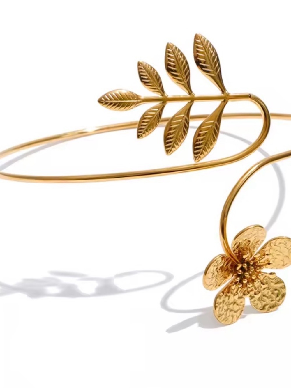 Gold plated Floral and Leaf Wrap Bracelet